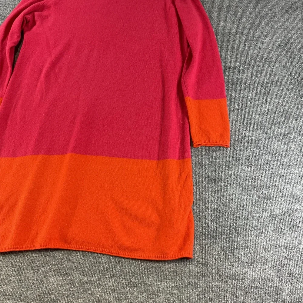 Magaschoni Womens Large 100% Cashmere Sweater Dress Pink Orange Colorblock L